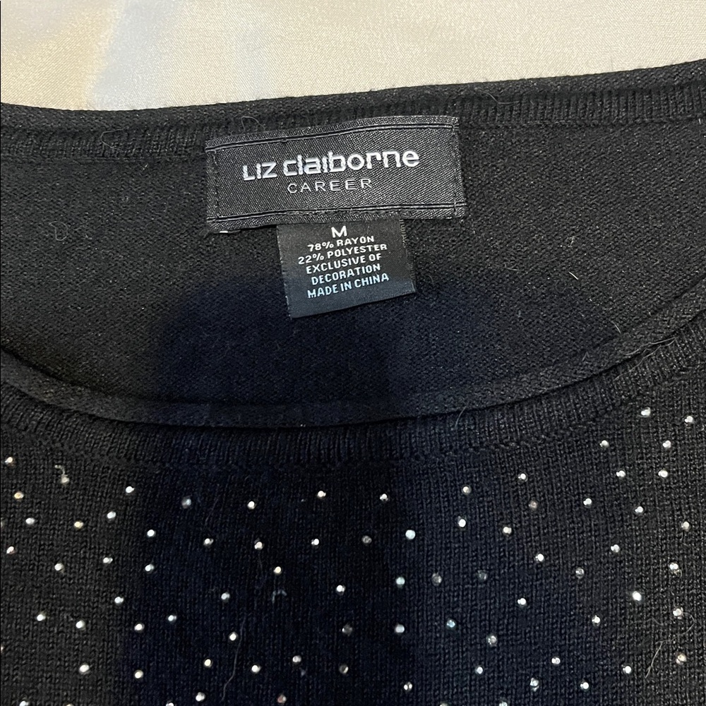 Liz Claiborne Black Top with Silver sparkling Accents